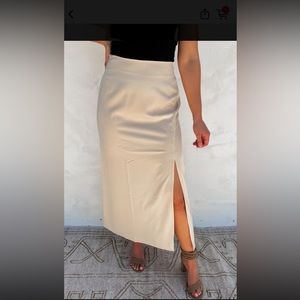 Champagne satin side slit skirt
